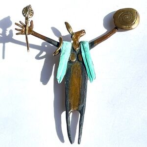 RARE LARGE Signed Bill Worrell Shaman Brooch #107 Hope… Bronze Turquoise